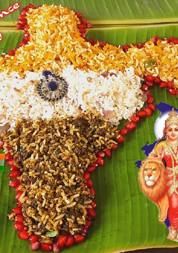 மூவர்ண சாதம் செய்முறை முக்கிய புகைப்படம்