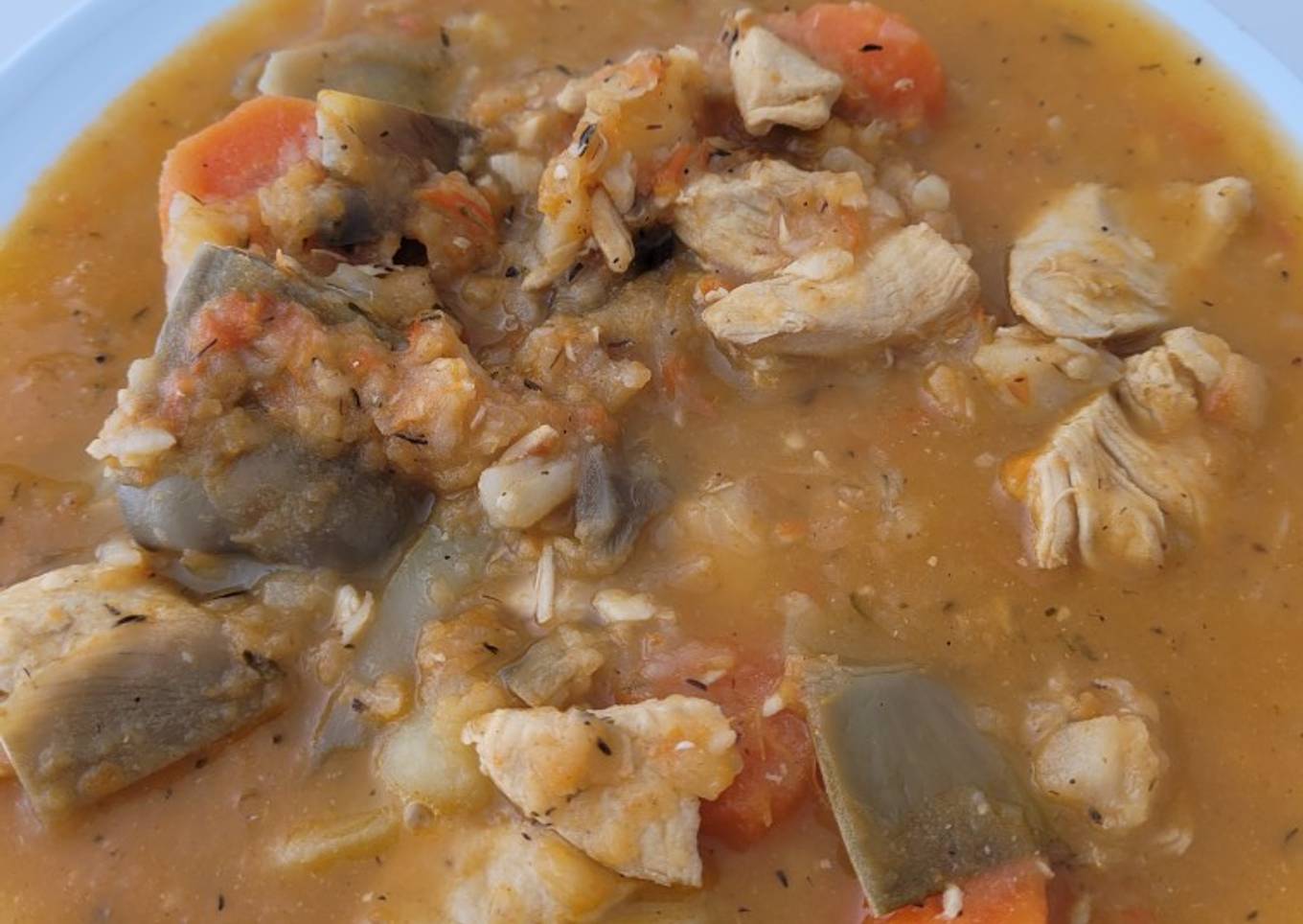 Guiso de pollo con patatas y alcachofas con Thermomix
