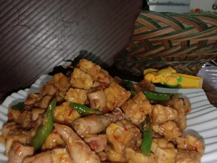 Langkah Gampang Membikin Resep  Oseng cumi asin plus tempe saos tiram yang Lezat, Bikin Ketagihan