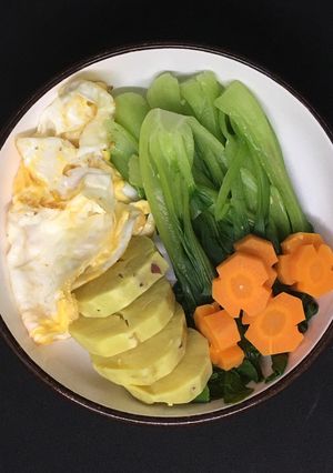 Hình của món [Giảm cân - eat clean #D_4] Trứng chiên + Khoai lang hấp _ 178calo.