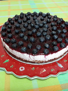 Una foto de Tarta de requesón y arándanos