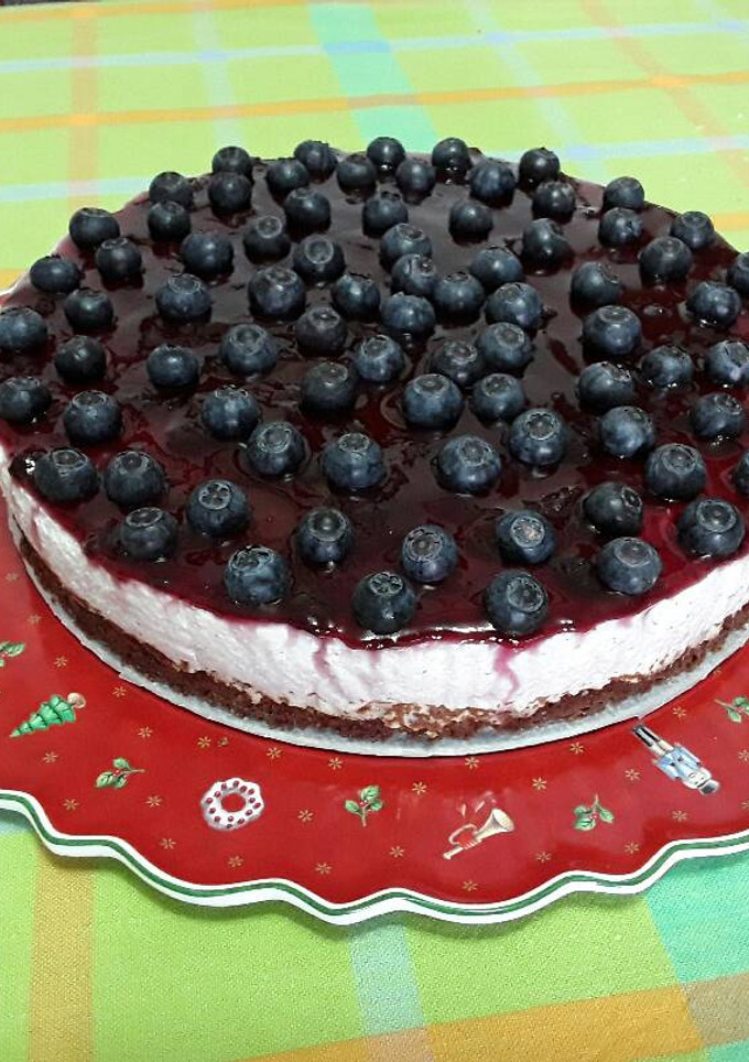 Una foto de Tarta de requesón y arándanos
