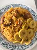 Arroz de chicharrón con salchicha