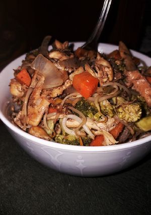 Una foto de Retoño de soja con pollo