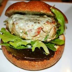 Cheese burst chicken burger A picture of Cheese burst chicken burger.