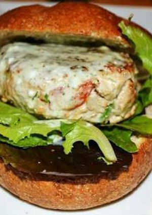 A picture of Cheese burst chicken burger.