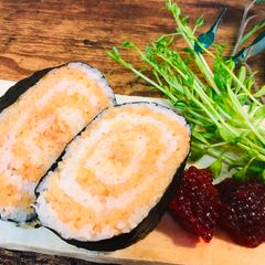 Salmon Pink Spiral Onigiri Rice Ball 🍙 A picture of Salmon Pink Spiral Onigiri Rice Ball 🍙.