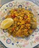 Paella de habas tiernas con su vaina