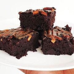 A picture of Chocolate Brownie with Salted Caramel Drizzle.