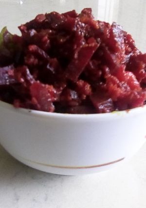 A picture of Beetroot poriyal.