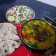 Punjabi dal tadka with salad and roti