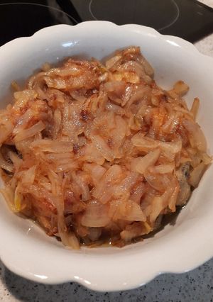 Foto principal de Bacalao con cebolla caramelizada