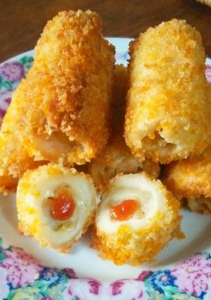 Foto resep Roti Gulung Goreng Isi Nuget cheese