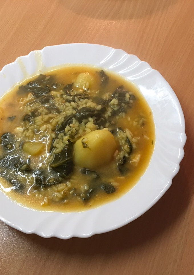 Una foto de Arroz con espinacas