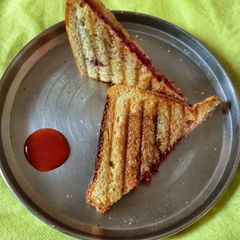 A picture of Beetroot and potato sandwich.
