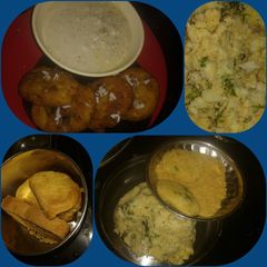 A picture of Aloo chaap and coconut chutney without onions and garlic.