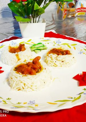 A picture of Jeera Rice with Rajma.