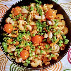 Elbow Pasta with Veggies, Mushrooms,Cheesy Tomatoes, Rosemary A picture of Elbow Pasta with Veggies, Mushrooms,Cheesy Tomatoes, Rosemary.