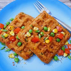 A picture of Eggless Veggie Semolina Waffles.