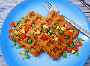 A picture of Eggless Veggie Semolina Waffles.
