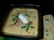 A picture of cheesy potato soup