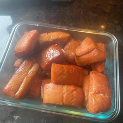 A picture of Smoked Salmon on a BBQ.