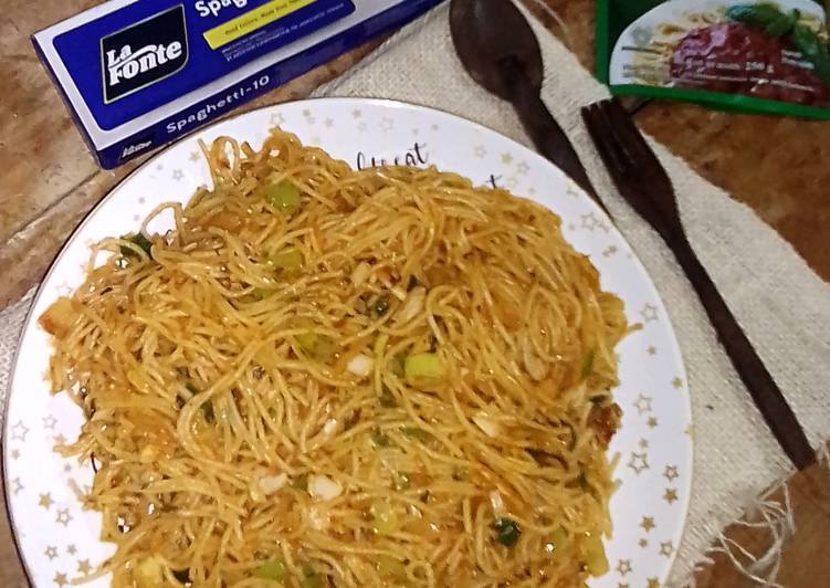 Spaghetti Goreng Bawang Bombay With Spaghetti Sauce Del Monte