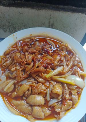 Foto resep Kulit ayam goreng bawang Bombay sambal bawang