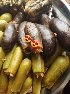 صورة لوصفة كوسا وباذنجان محشي بصلصه البندوره 🍅🍅🍅