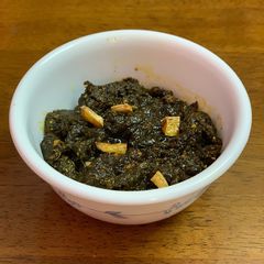 A picture of Gongura chutney (ambada chutney).