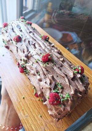 Une photo de Bûche vanille, chocolat