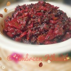 A picture of Beetroot with Leaves (Bhujya) Chukander ki bhujiya.