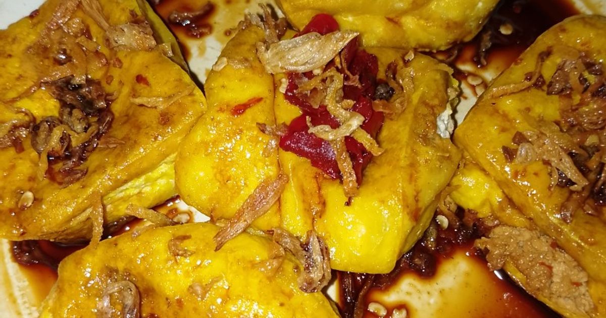 Tahu goreng siram kecap pedas