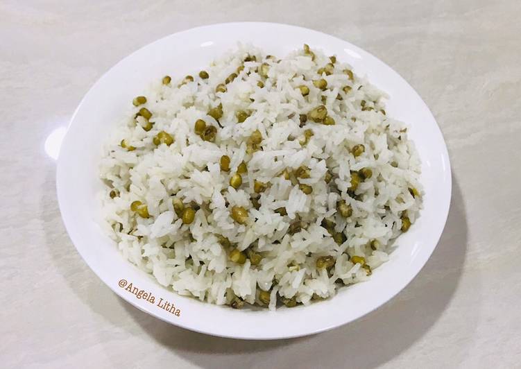 Langkah Mudah Membuat Nasi putih + kacang hijau Menggugah Selera