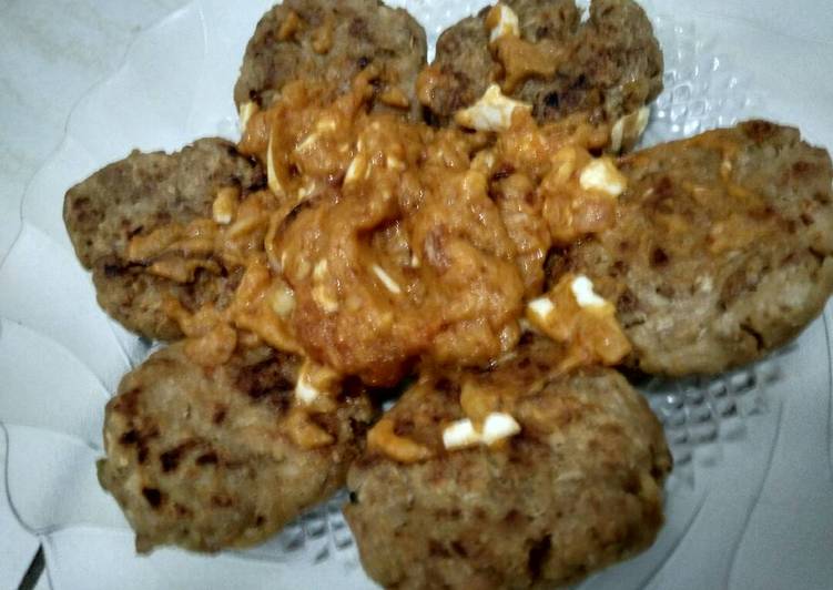 Steak tempe saos mayo telur asin