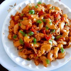 A picture of Tasty delicious Indian style Macaroni masaledar pasta.