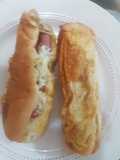 Hot dog and peppermint tea