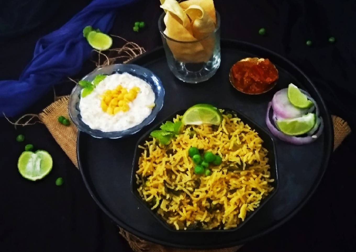 Methi Matar Pulao and Boondi Raita