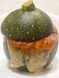 Calabacines rellenos de arroz con verduras