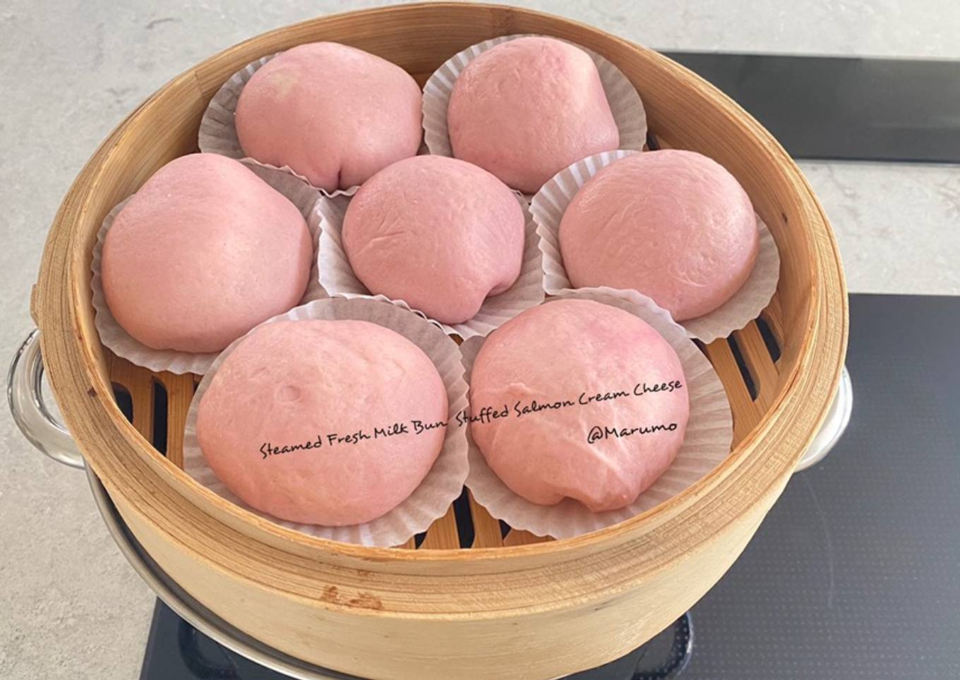 Steamed Fresh Milk Bun Stuffed Salmon Cream Cheese