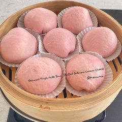 A picture of Steamed Fresh Milk Bun Stuffed Salmon Cream Cheese.
