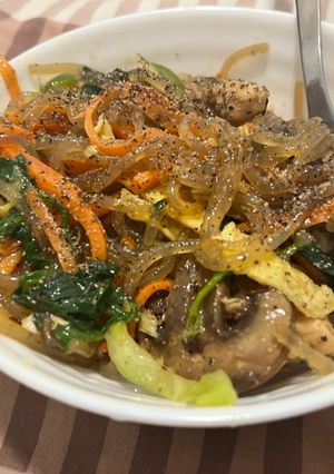A picture of Stir Fried Glass Noodles (Japchae).