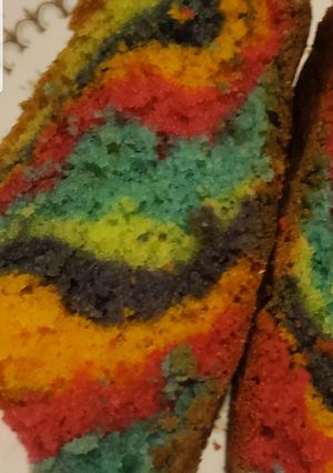 A picture of Rainbow dessert cake.
