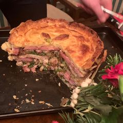 A picture of Christmas leftovers pie.