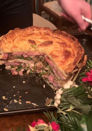 A picture of Christmas leftovers pie.