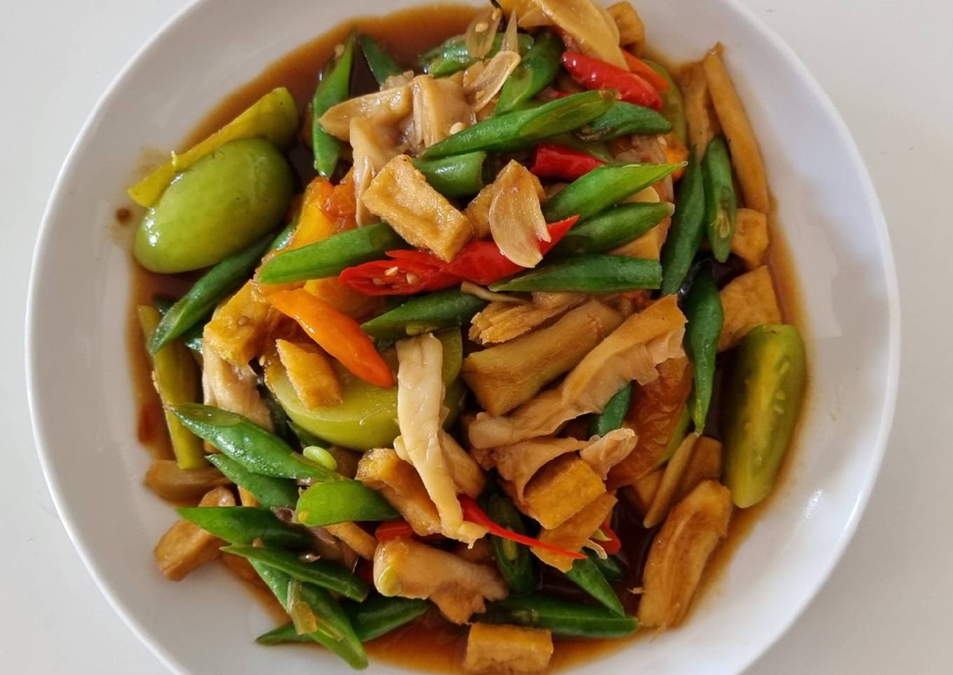 Tumis tahu jamur buncis