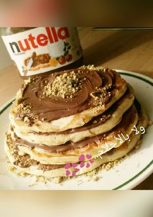 صورة لوصفة بانكيك بالنوتيلا والمكسرات 😍