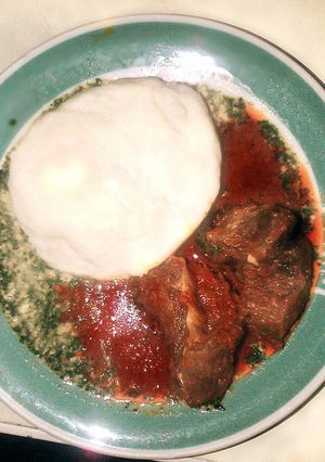A picture of Ilase (Ewedu with melon) with semo.