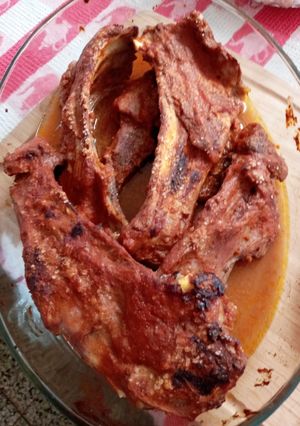 Una foto de Costillar de cordero en salsa barbacoa casera