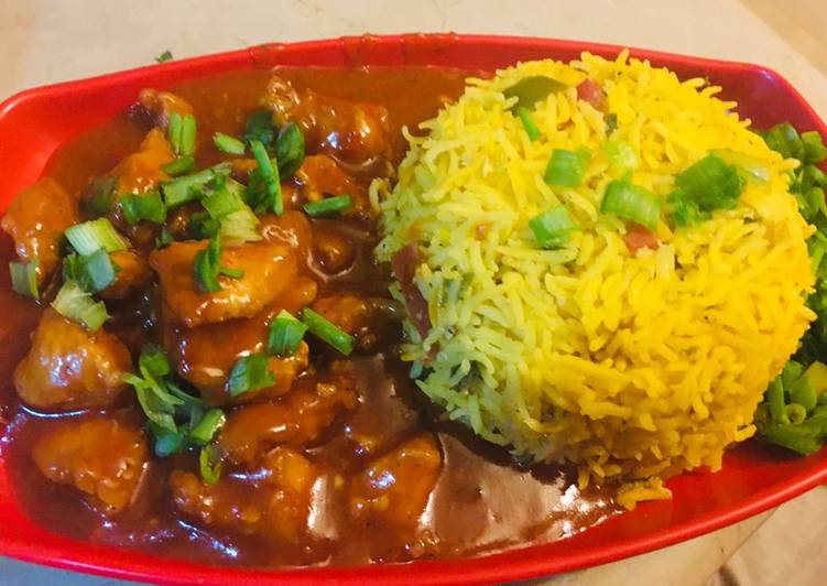 Recipe of Homemade Chicken Manchurian with egg fried rice💕💕💕